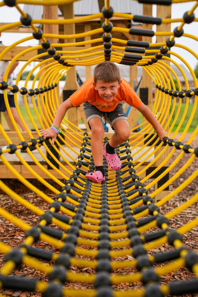 rope course boy, fun at the play yard, low ropes course in cincinnati ohio